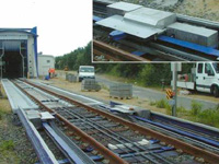 Movable Wheel Stop in front of a washing hall